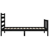 Bed Frame without Mattress Black 90x190 cm Solid Wood Pine - Close-Up Angle