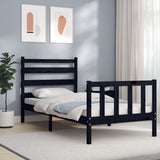 Bed Frame without Mattress Black 90x190 cm Solid Wood Pine