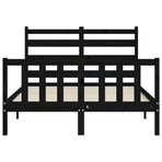 Bed Frame without Mattress Black 135x190 cm Solid Wood Pine