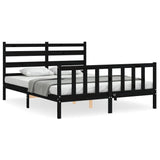 Bed Frame without Mattress Black 150x200 cm Solid Wood Pine
