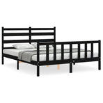 Bed Frame without Mattress Black 150x200 cm Solid Wood Pine