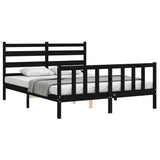 Bed Frame without Mattress Black 150x200 cm Solid Wood Pine - Side View