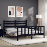 Bed Frame without Mattress Black 150x200 cm Solid Wood Pine - Top-Down View