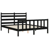 Bed Frame without Mattress Black 150x200 cm Solid Wood Pine - 45-Degree Angle