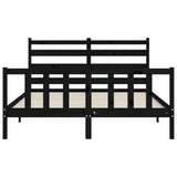 Bed Frame without Mattress Black 150x200 cm Solid Wood Pine - Rear View