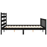 Bed Frame without Mattress Black 150x200 cm Solid Wood Pine - Close-Up Angle