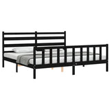 Bed Frame without Mattress Black 183x203 cm King Solid Wood Pine - Side View