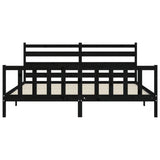 Bed Frame without Mattress Black 183x203 cm King Solid Wood Pine - Rear View