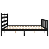 Bed Frame without Mattress Black 183x203 cm King Solid Wood Pine - Close-Up Angle