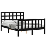 Bed Frame without Mattress Black 135x190 cm Solid Wood Pine - Side View