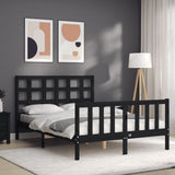 Bed Frame without Mattress Black 135x190 cm Solid Wood Pine - Top-Down View
