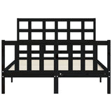 Bed Frame without Mattress Black 135x190 cm Solid Wood Pine - Rear View