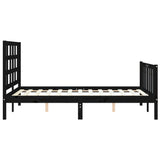 Bed Frame without Mattress Black 135x190 cm Solid Wood Pine - Close-Up Angle
