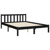 Bed Frame without Mattress Black 135x190 cm Solid Wood Pine - Extra Image