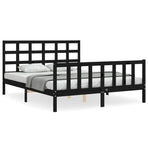 Bed Frame without Mattress Black 150x200 cm Solid Wood Pine