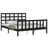 Bed Frame without Mattress Black 150x200 cm Solid Wood Pine