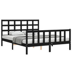 Bed Frame without Mattress Black 150x200 cm Solid Wood Pine