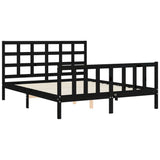 Bed Frame without Mattress Black 150x200 cm Solid Wood Pine - 45-Degree Angle