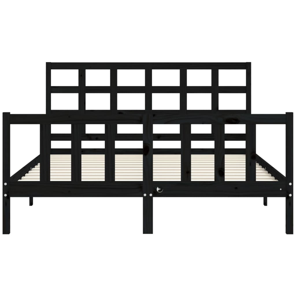 Bed Frame without Mattress Black 150x200 cm Solid Wood Pine