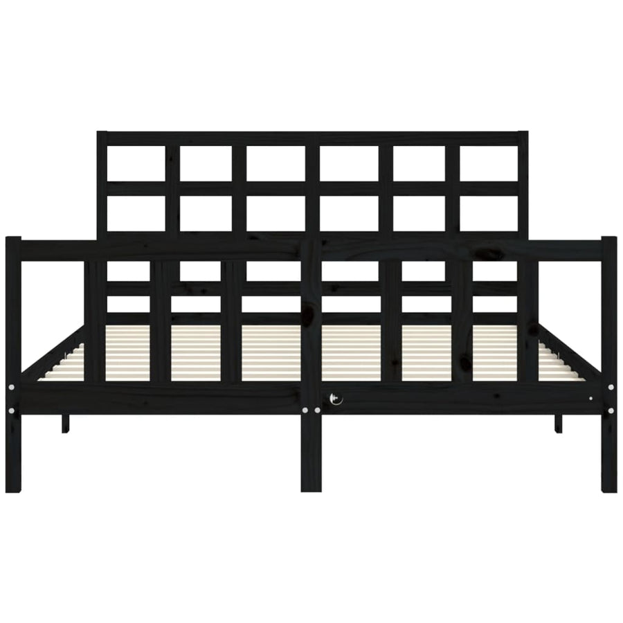 Bed Frame without Mattress Black 150x200 cm Solid Wood Pine