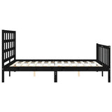 Bed Frame without Mattress Black 150x200 cm Solid Wood Pine - Close-Up Angle