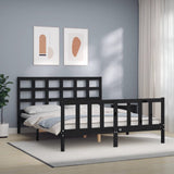 Bed Frame without Mattress Black 150x200 cm Solid Wood Pine