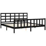 Bed Frame without Mattress Black 183x203 cm King Solid Wood Pine - 45-Degree Angle