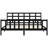 Bed Frame without Mattress Black 183x203 cm King Solid Wood Pine - Rear View