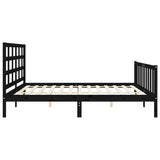 Bed Frame without Mattress Black 183x203 cm King Solid Wood Pine - Close-Up Angle