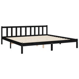 Bed Frame without Mattress Black 183x203 cm King Solid Wood Pine - Extra Image