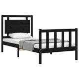 Bed Frame without Mattress Black 90x190 cm Solid Wood Pine