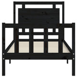 Bed Frame without Mattress Black 90x190 cm Solid Wood Pine