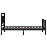 Bed Frame without Mattress Black 90x190 cm Solid Wood Pine - Close-Up Angle