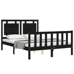 Bed Frame without Mattress Black 135x190 cm Solid Wood Pine