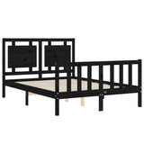 Bed Frame without Mattress Black 135x190 cm Solid Wood Pine - 45-Degree Angle