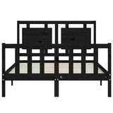 Bed Frame without Mattress Black 135x190 cm Solid Wood Pine