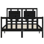 Bed Frame without Mattress Black 135x190 cm Solid Wood Pine