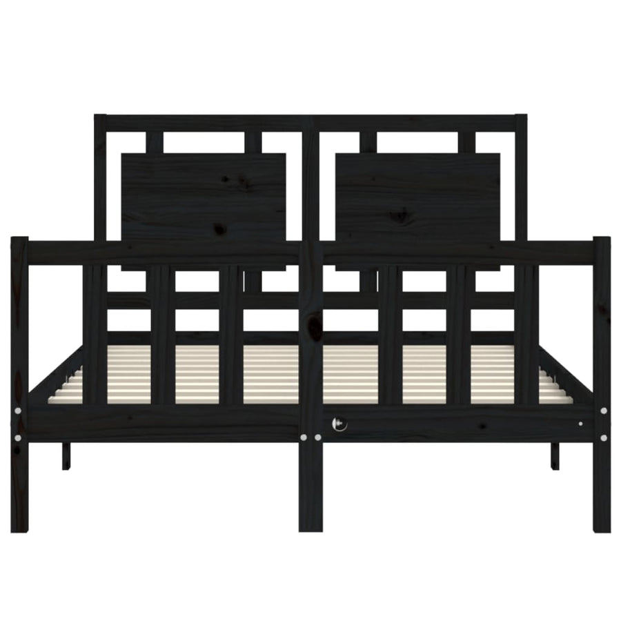 Bed Frame without Mattress Black 135x190 cm Solid Wood Pine