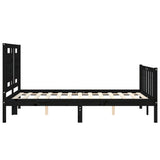 Bed Frame without Mattress Black 135x190 cm Solid Wood Pine