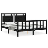 Bed Frame without Mattress Black 150x200 cm Solid Wood Pine