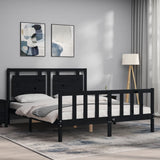 Bed Frame without Mattress Black 150x200 cm Solid Wood Pine