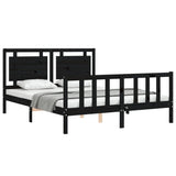 Bed Frame without Mattress Black 150x200 cm Solid Wood Pine