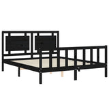 Bed Frame without Mattress Black 150x200 cm Solid Wood Pine - 45-Degree Angle