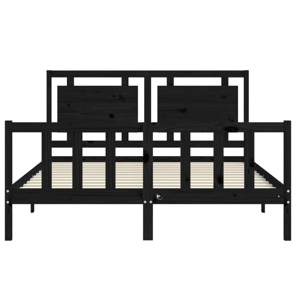 Bed Frame without Mattress Black 150x200 cm Solid Wood Pine
