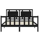 Bed Frame without Mattress Black 150x200 cm Solid Wood Pine