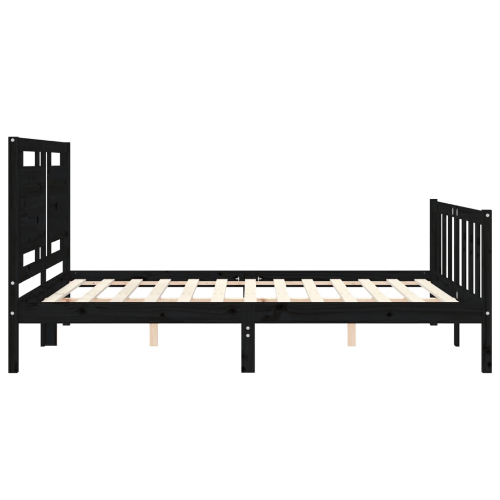 Bed Frame without Mattress Black 150x200 cm Solid Wood Pine