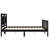 Bed Frame without Mattress Black 150x200 cm Solid Wood Pine - Close-Up Angle