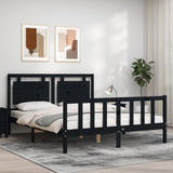 Bed Frame without Mattress Black 150x200 cm Solid Wood Pine