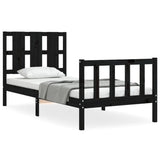 Bed Frame without Mattress Black 90x190 cm Solid Wood Pine - Front View