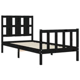 Bed Frame without Mattress Black 90x190 cm Solid Wood Pine - 45-Degree Angle